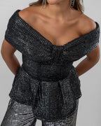 Black peplum top