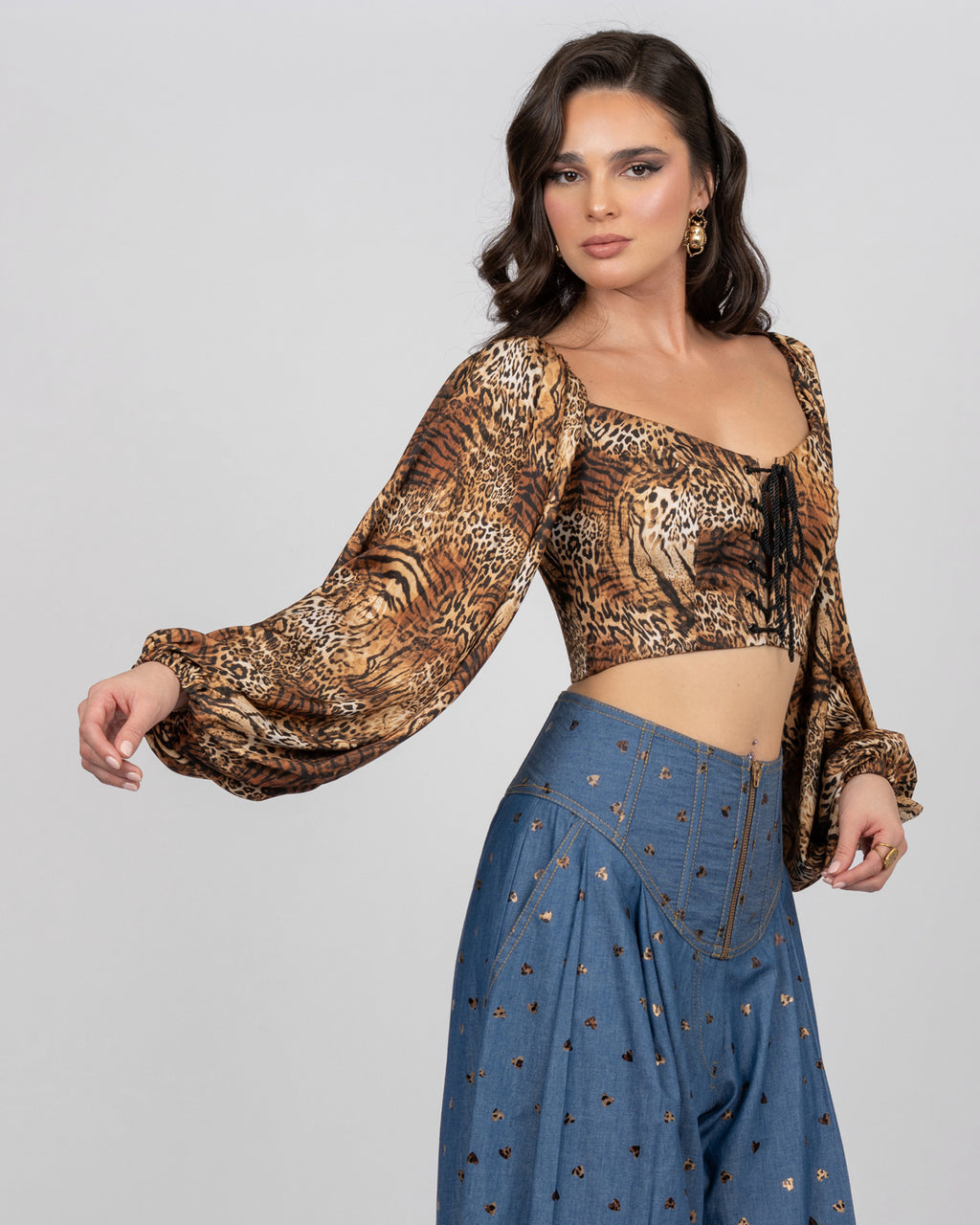 leopard stain crop top