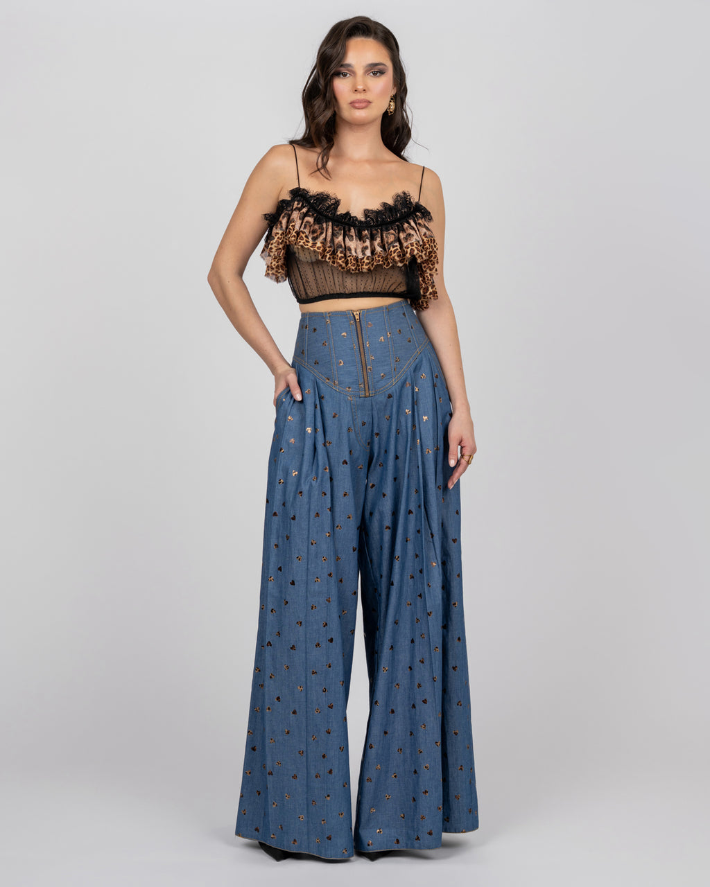 leopard stain crop top