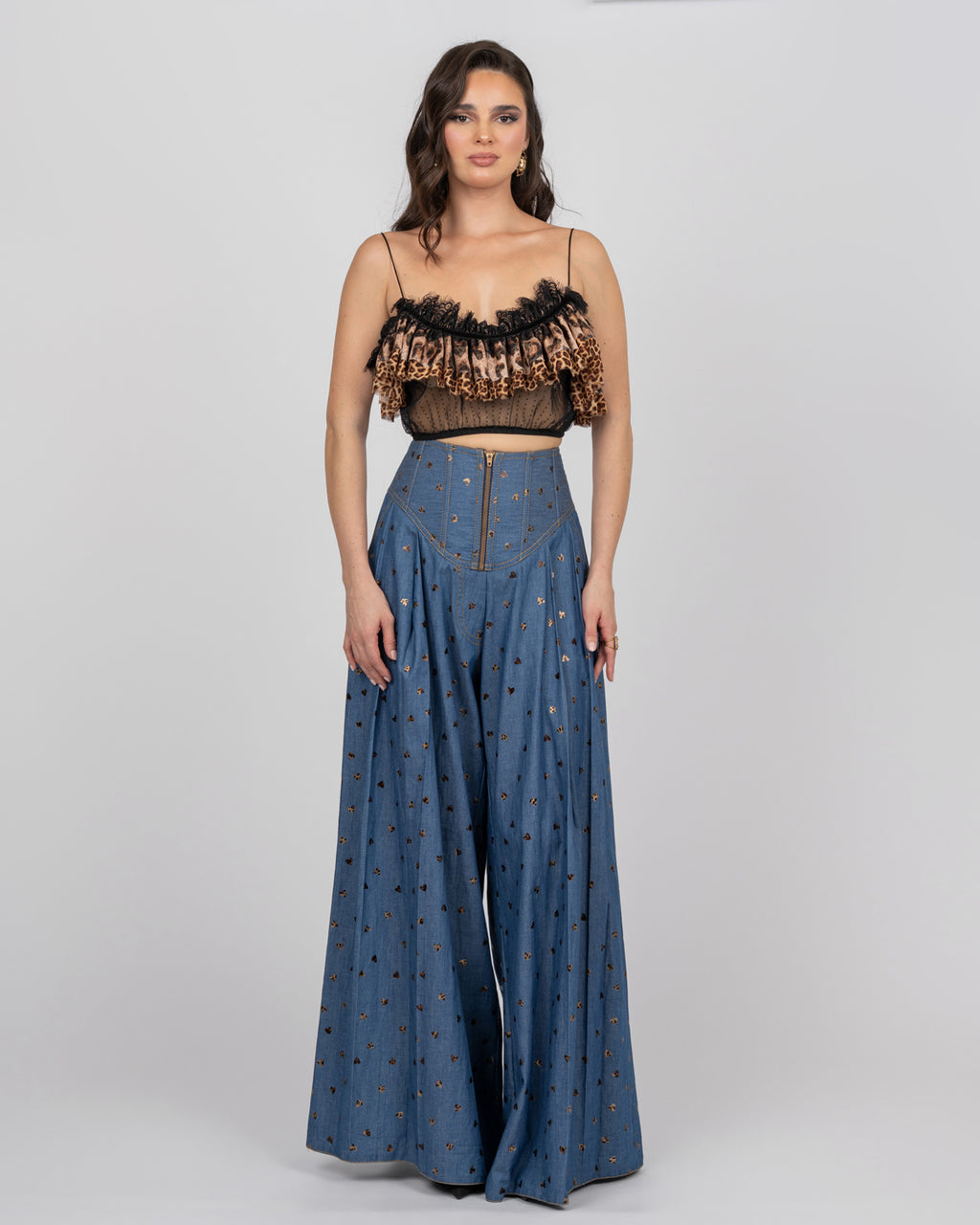 Leopard Ruffle Tulle Crop Top