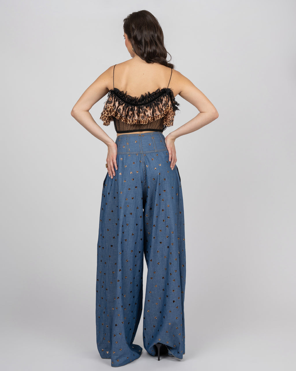Leopard Ruffle Tulle Crop Top