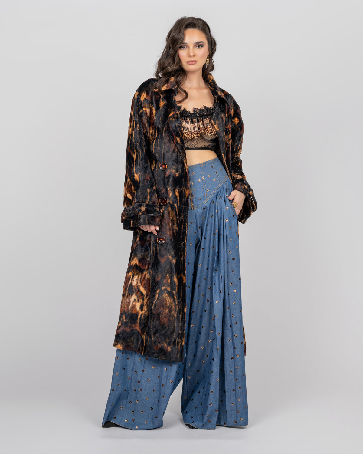 Leopard Ruffle Tulle Crop Top