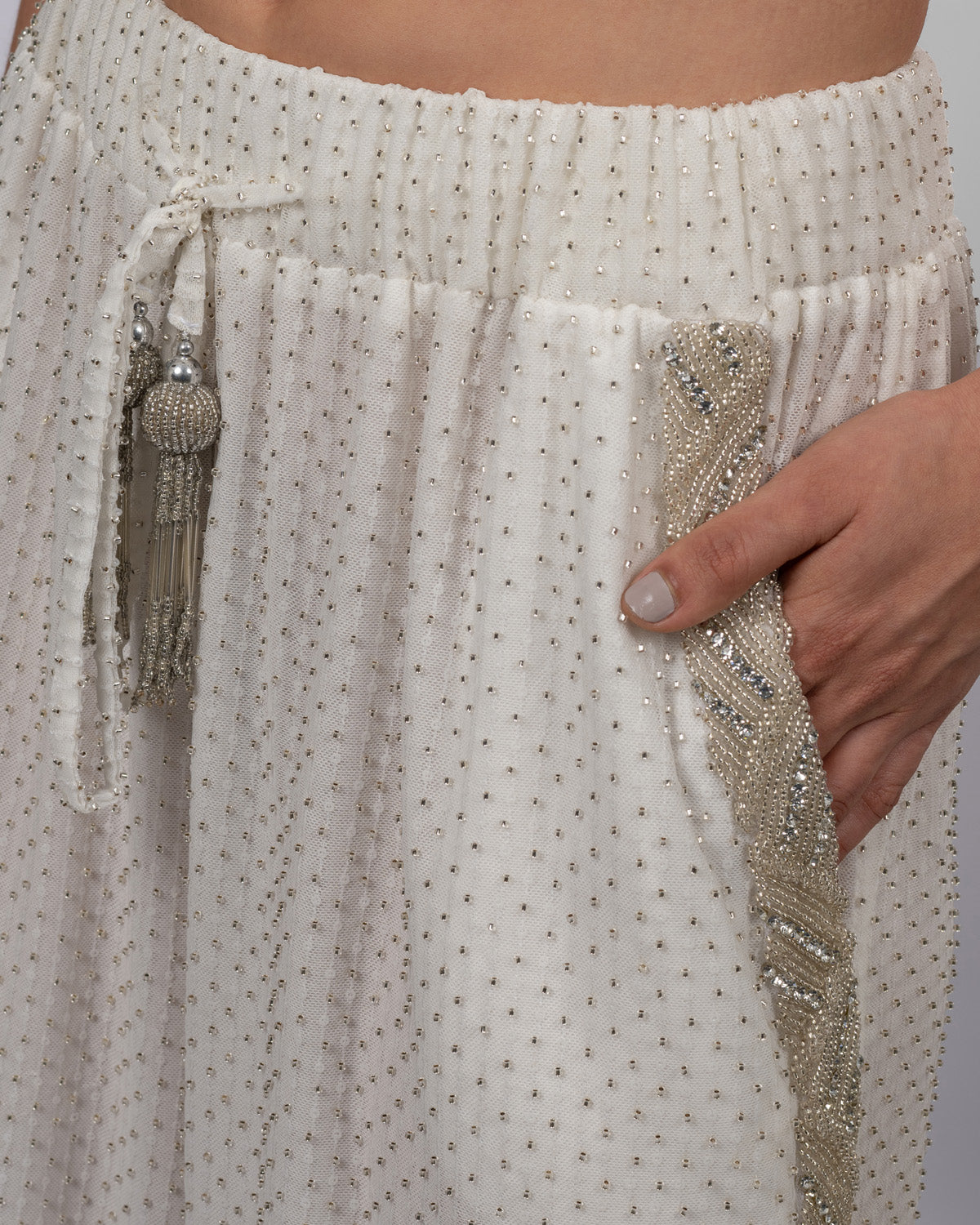 White Embroidered Tulle Set