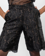 Black and beige lace shorts