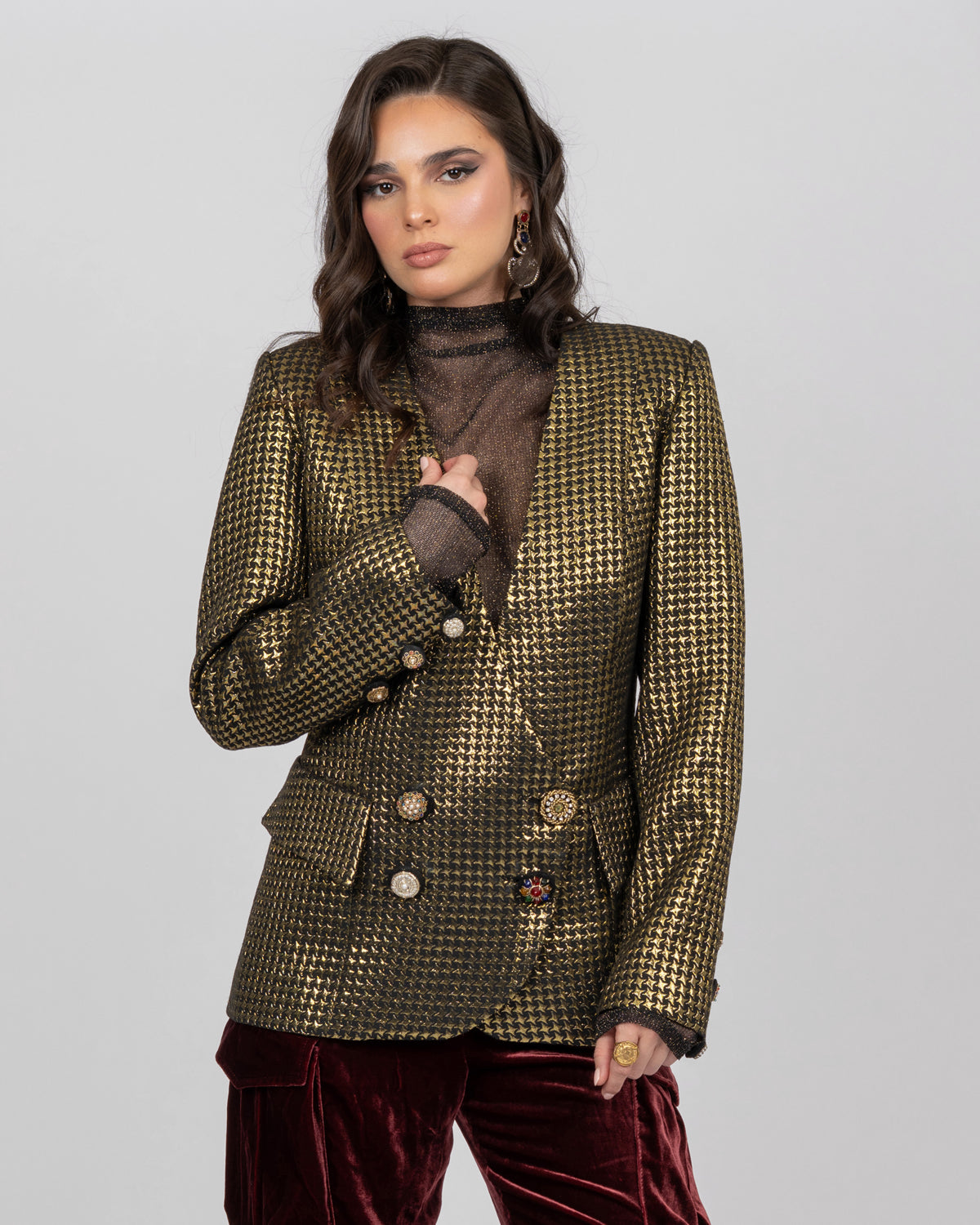Brocade Fitted Blazer