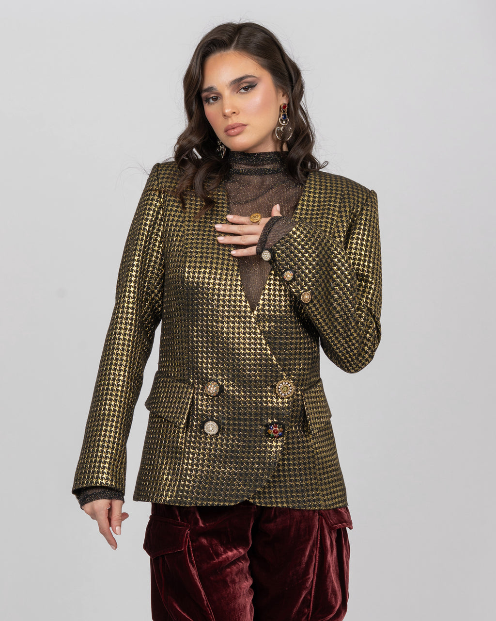 Brocade Fitted Blazer