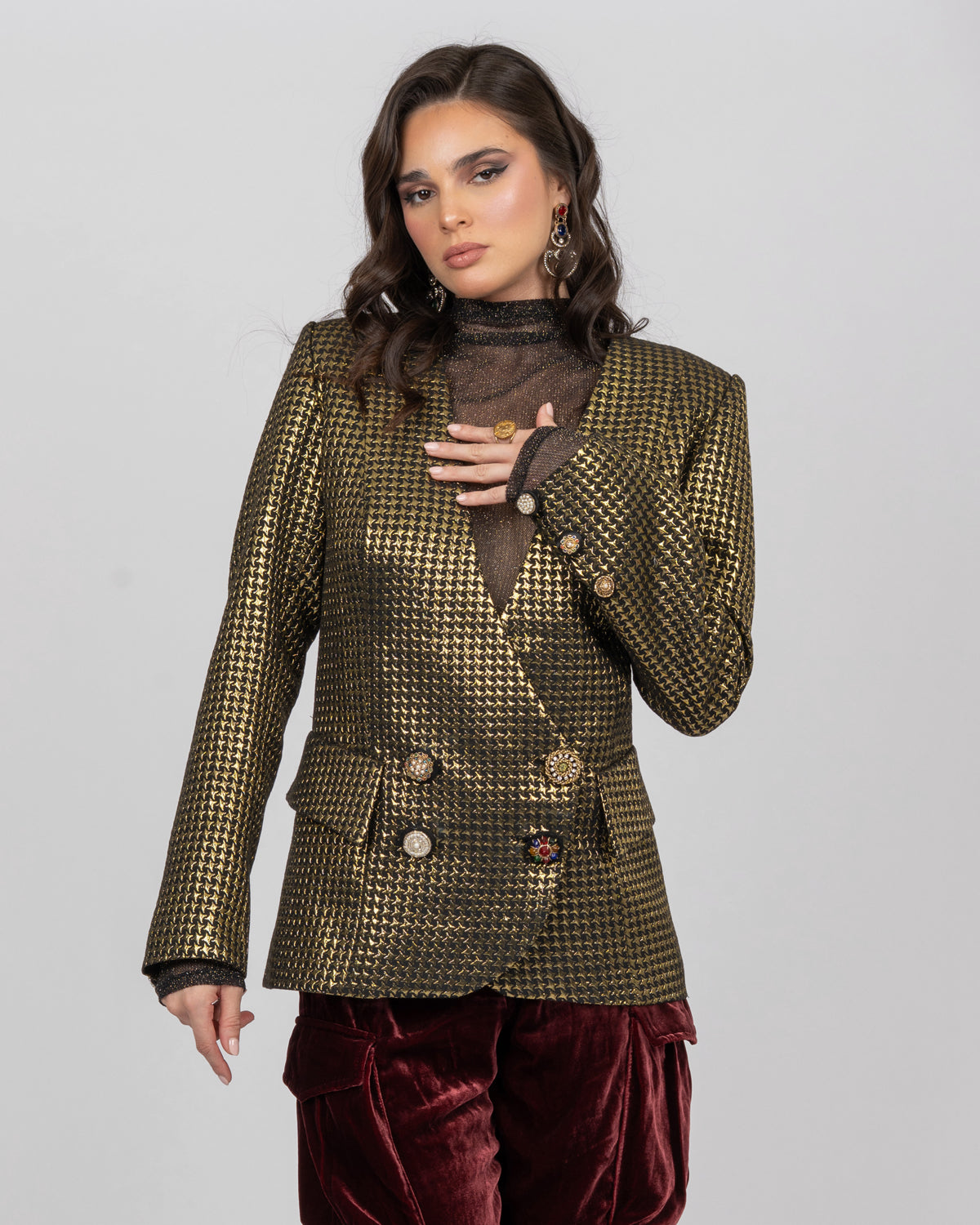 Brocade Fitted Blazer