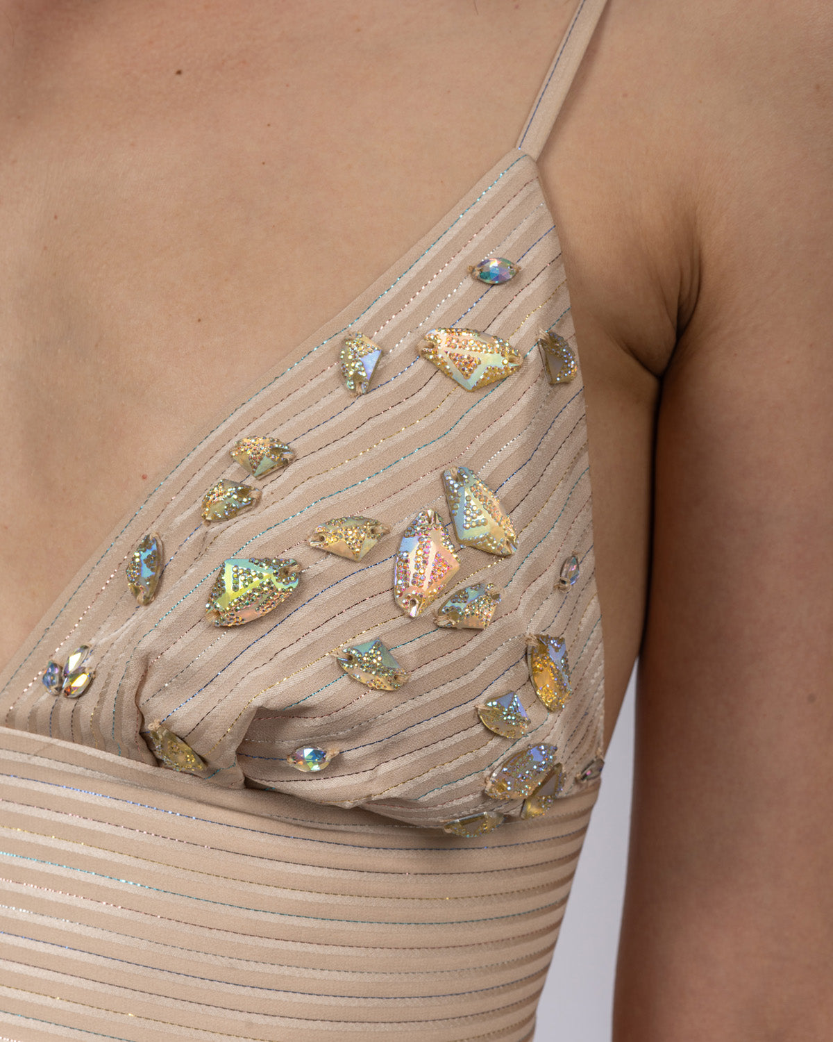 V-Neck Beaded Crop Top