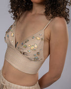 V-Neck Beaded Crop Top