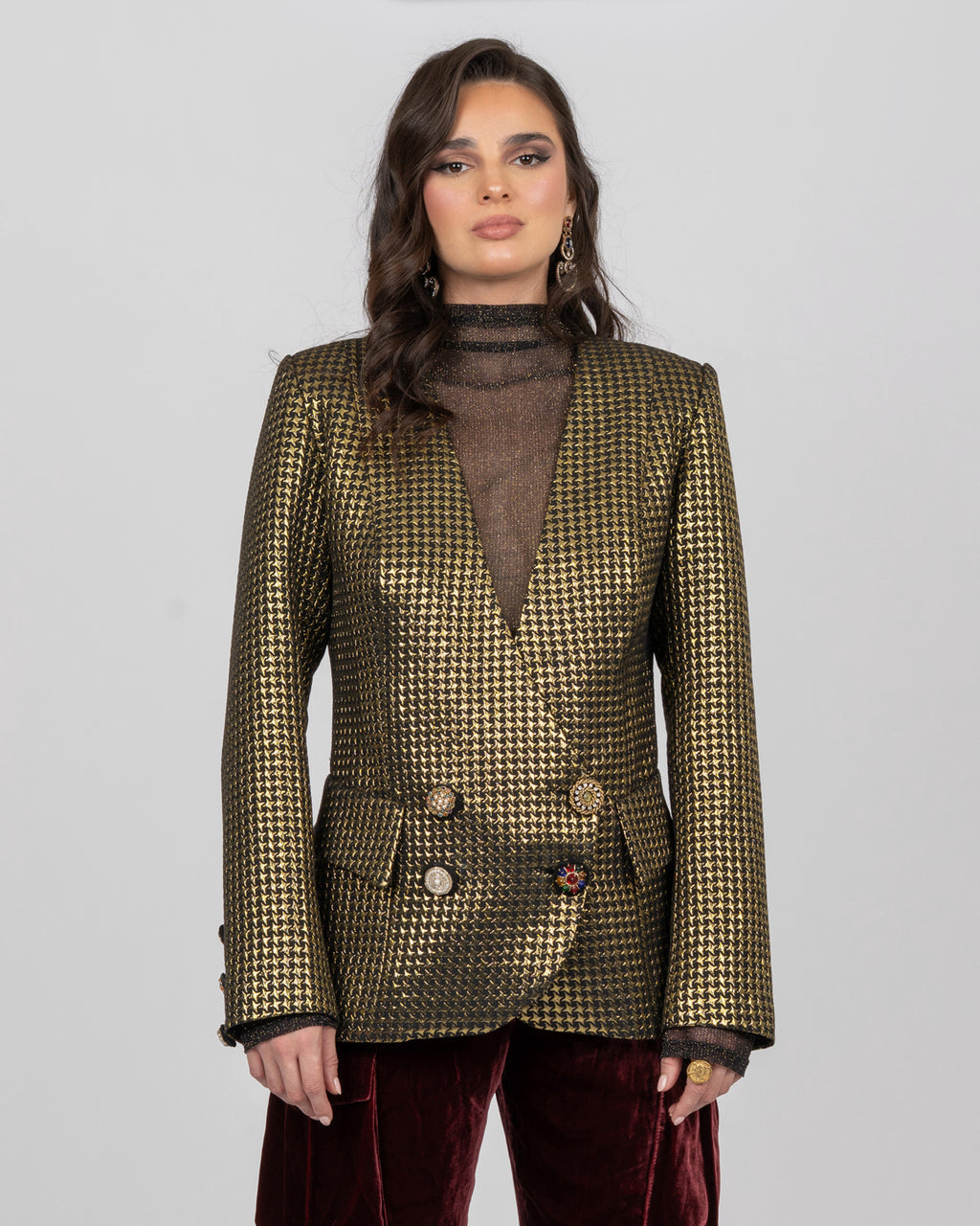 Brocade Fitted Blazer