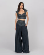 Corset-Detail High-Waisted Trousers