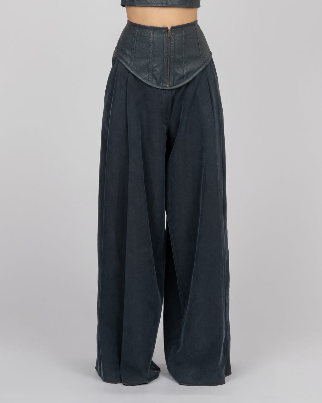 Corset-Detail High-Waisted Trousers