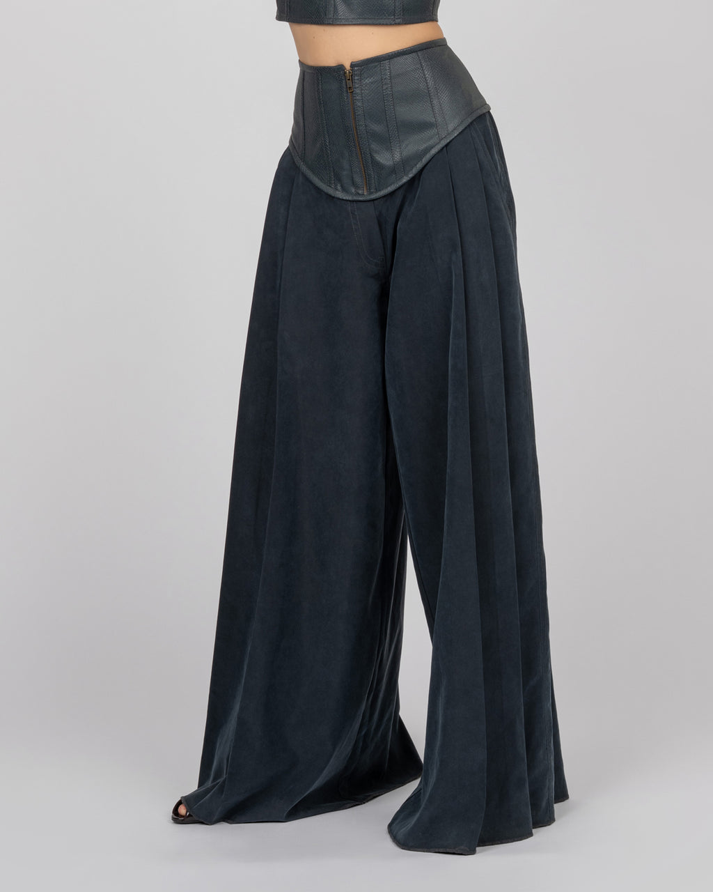Corset-Detail High-Waisted Trousers