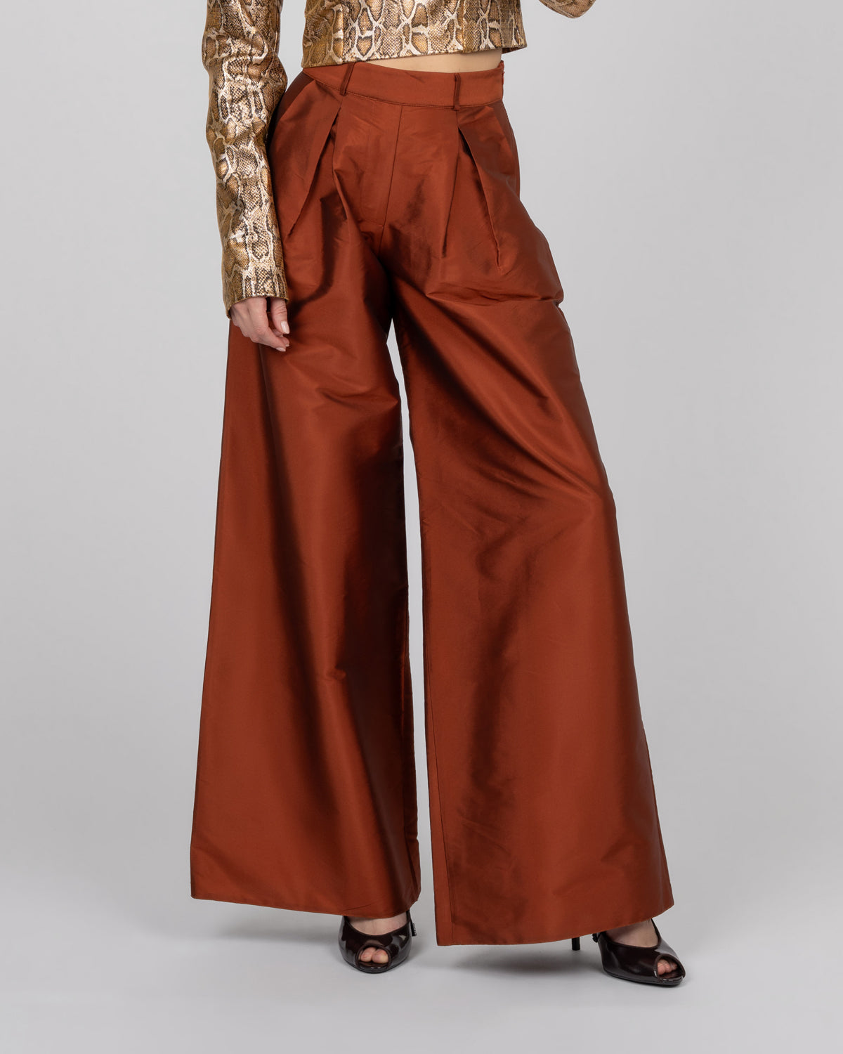 Copper Wide-Leg Trousers