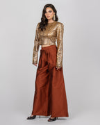 Copper Wide-Leg Trousers