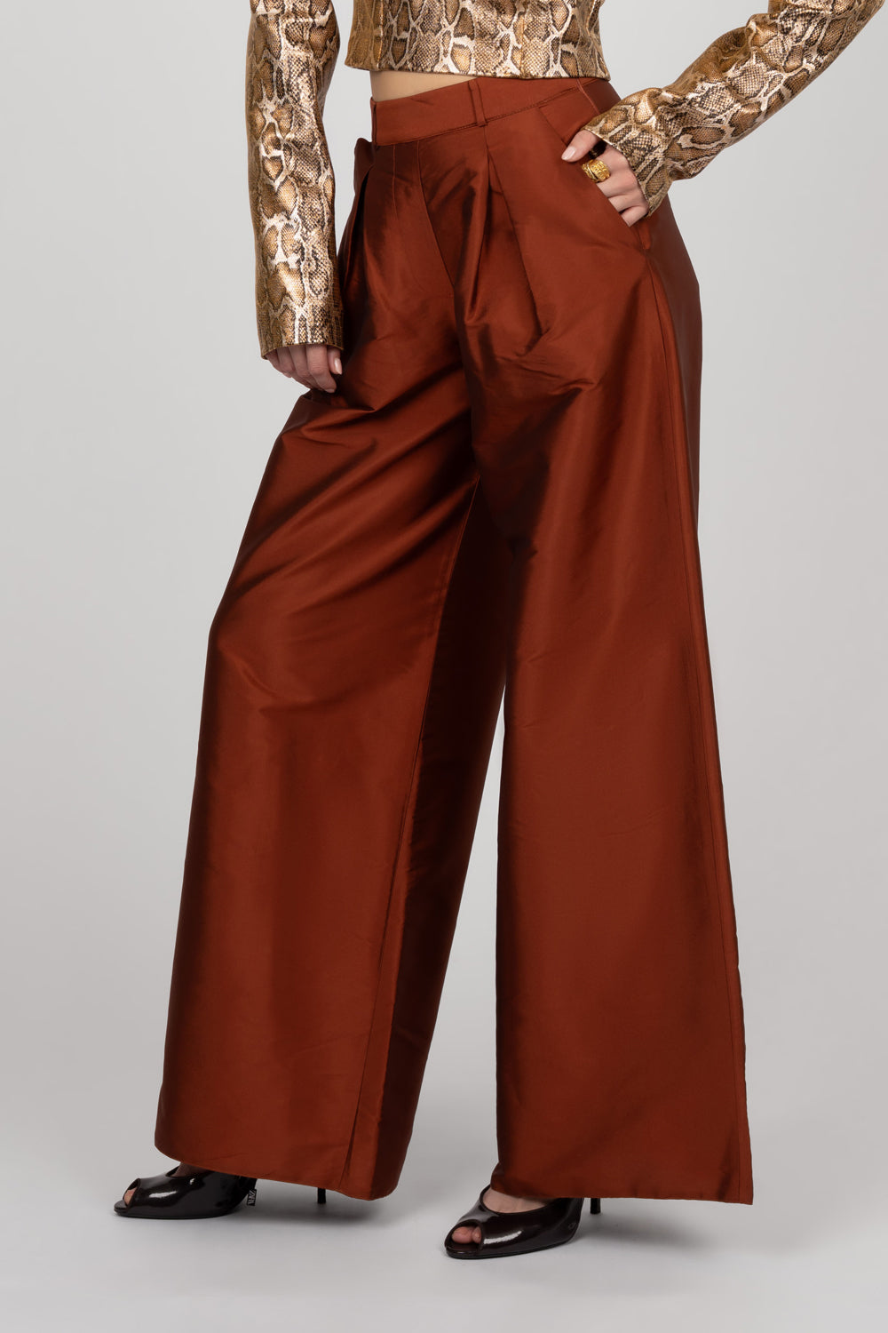 Copper Wide-Leg Trousers