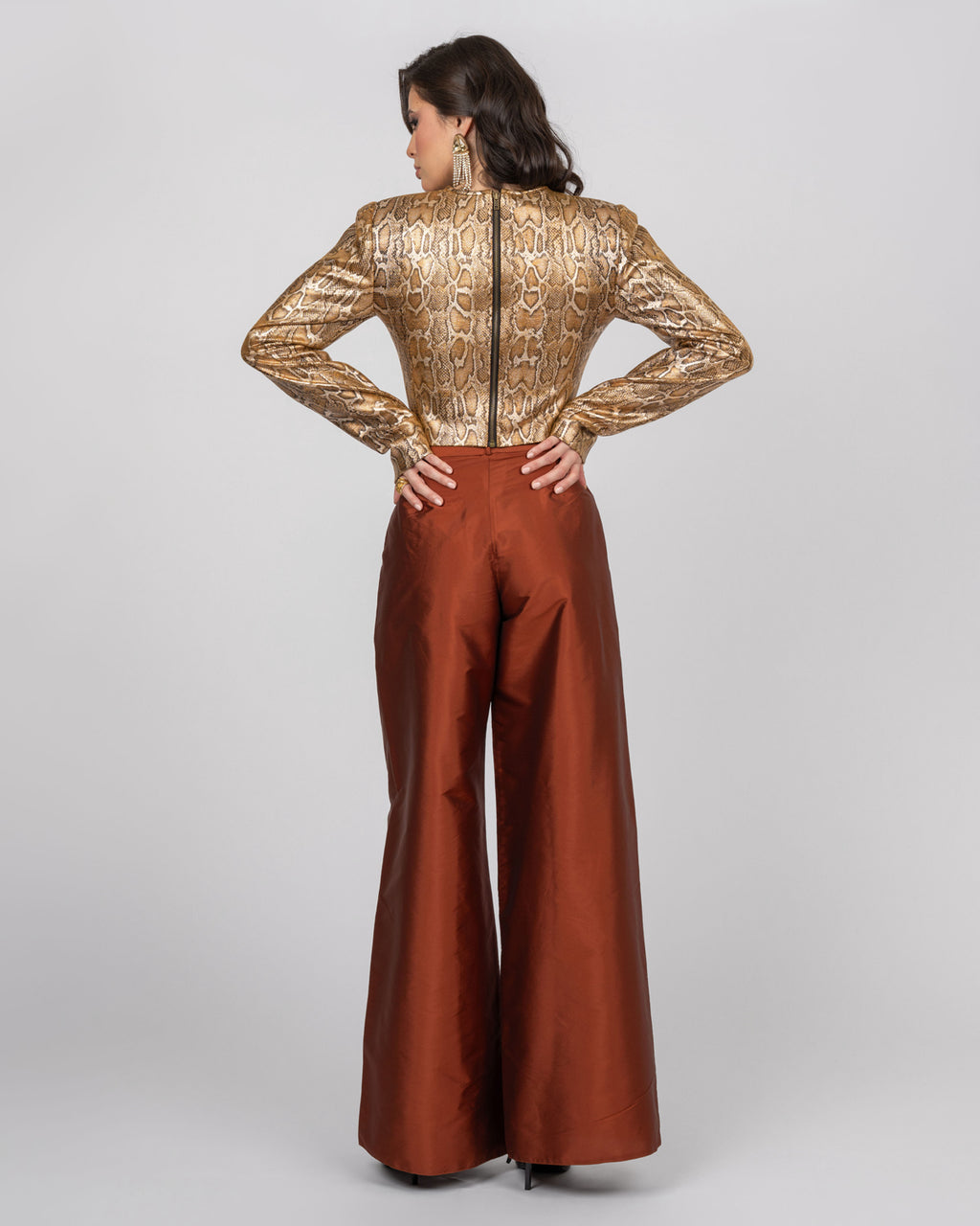 Copper Wide-Leg Trousers