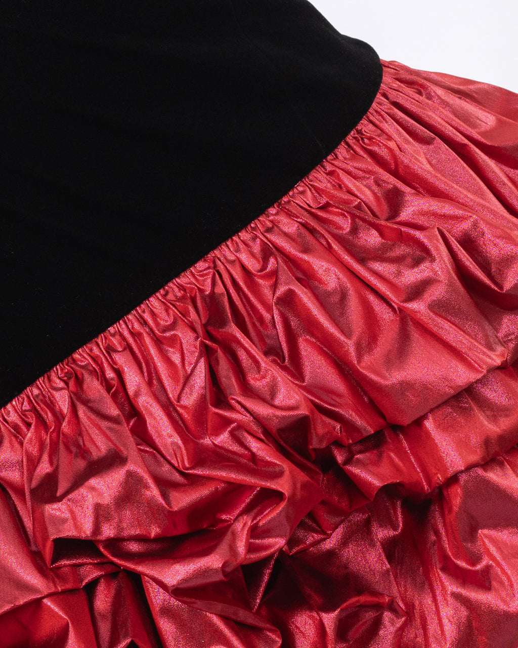 Velvet Black With Pink Ruffles Dress