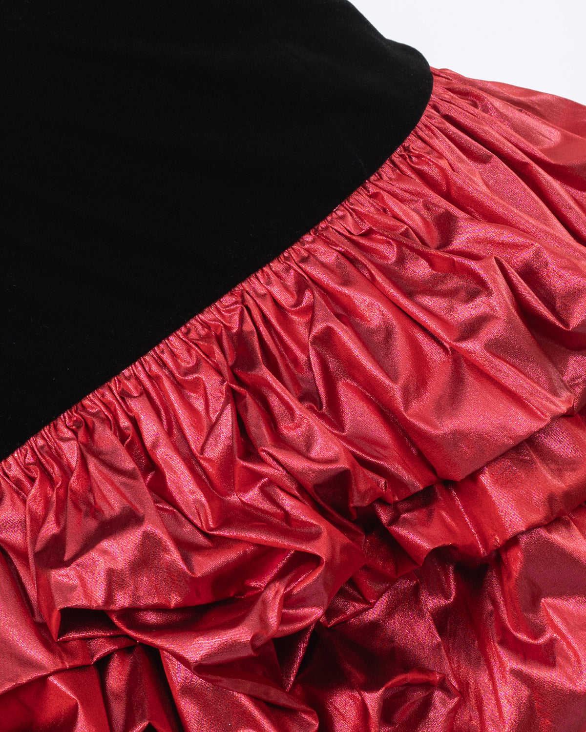 Velvet Black With Pink Ruffles Dress
