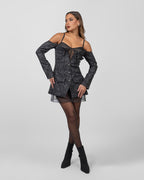 Dress with mesh corset