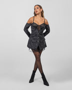 Dress with mesh corset