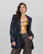 Navy Blue Lace Blazer