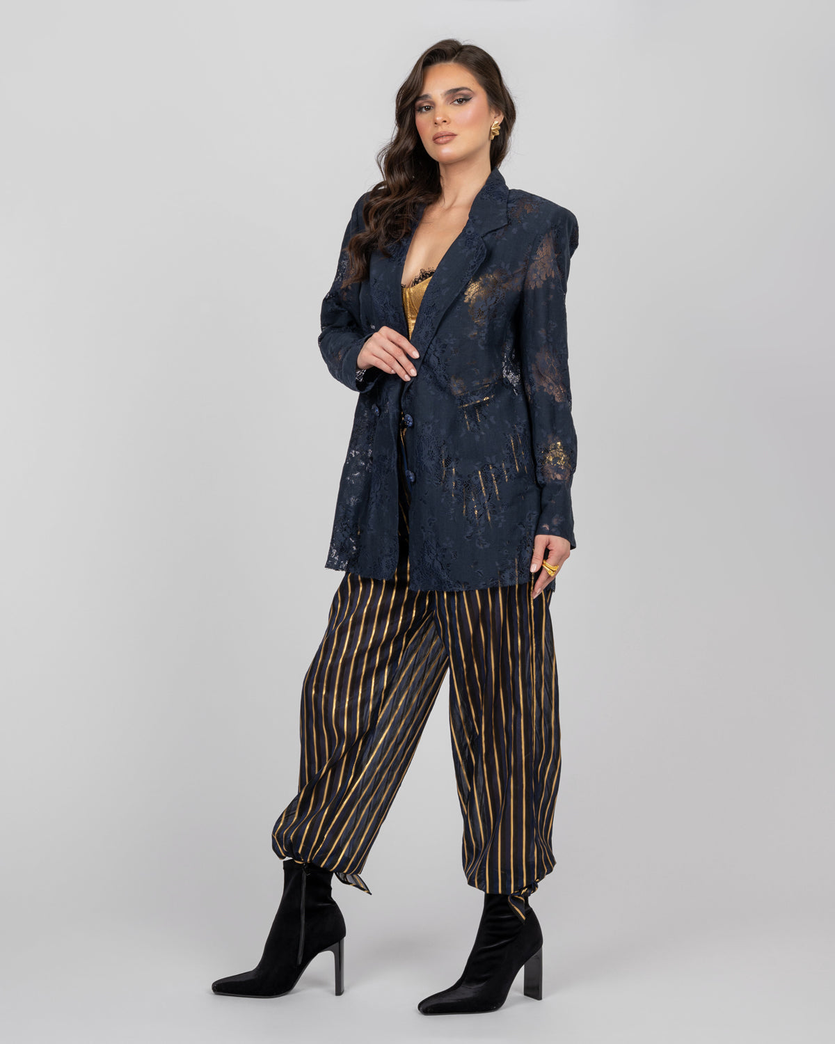 Navy Blue Lace Blazer