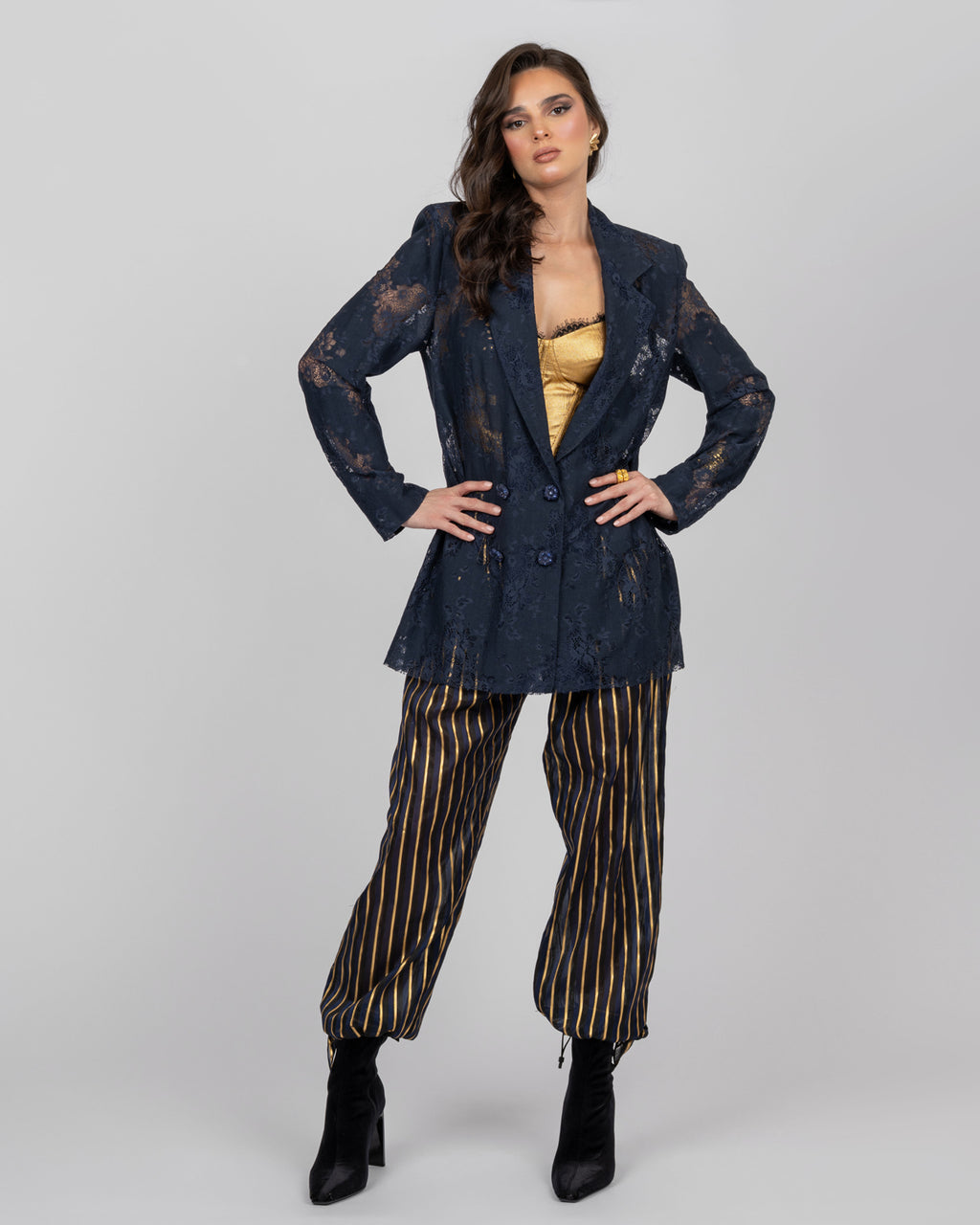 Navy Blue Lace Blazer