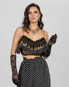 Leopard Ruffle Tulle Crop Top