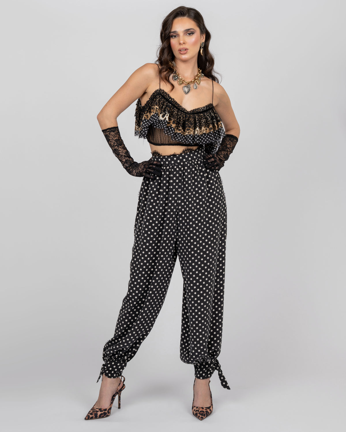 Leopard Ruffle Tulle Crop Top