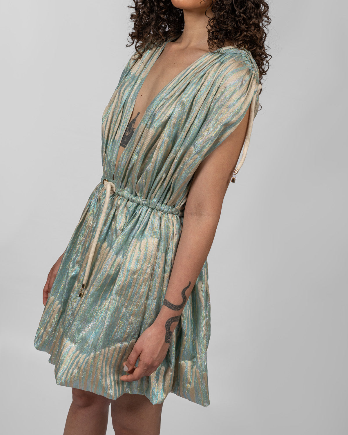 Printed Italian Organza Balloon Dress
