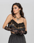 Leopard Ruffle Tulle Crop Top