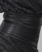 Asymmetric dress with leather belt