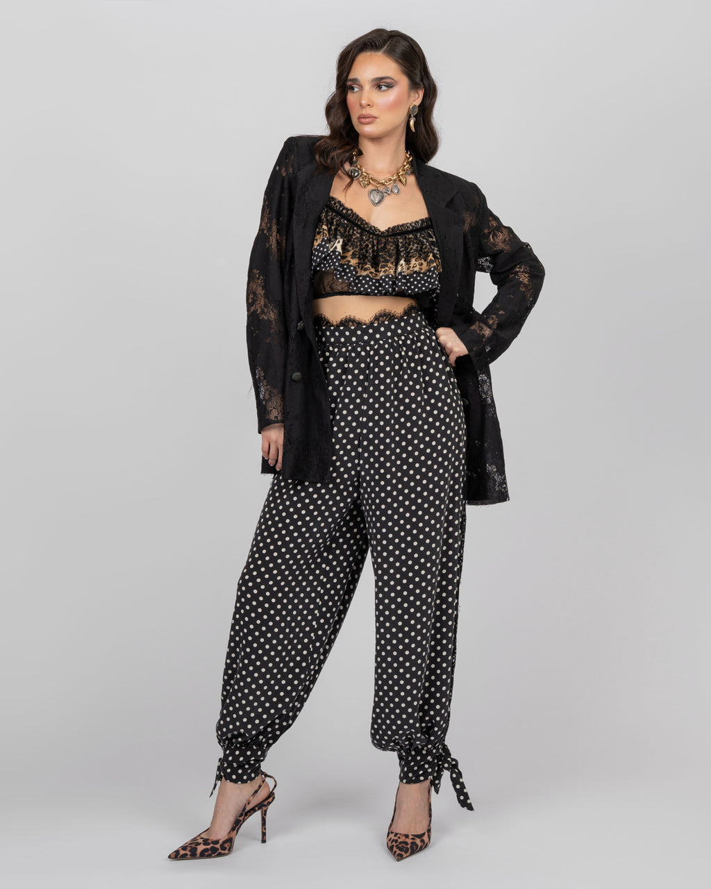 Leopard Ruffle Tulle Crop Top