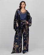 Silk Velvet Wide-Leg Trousers