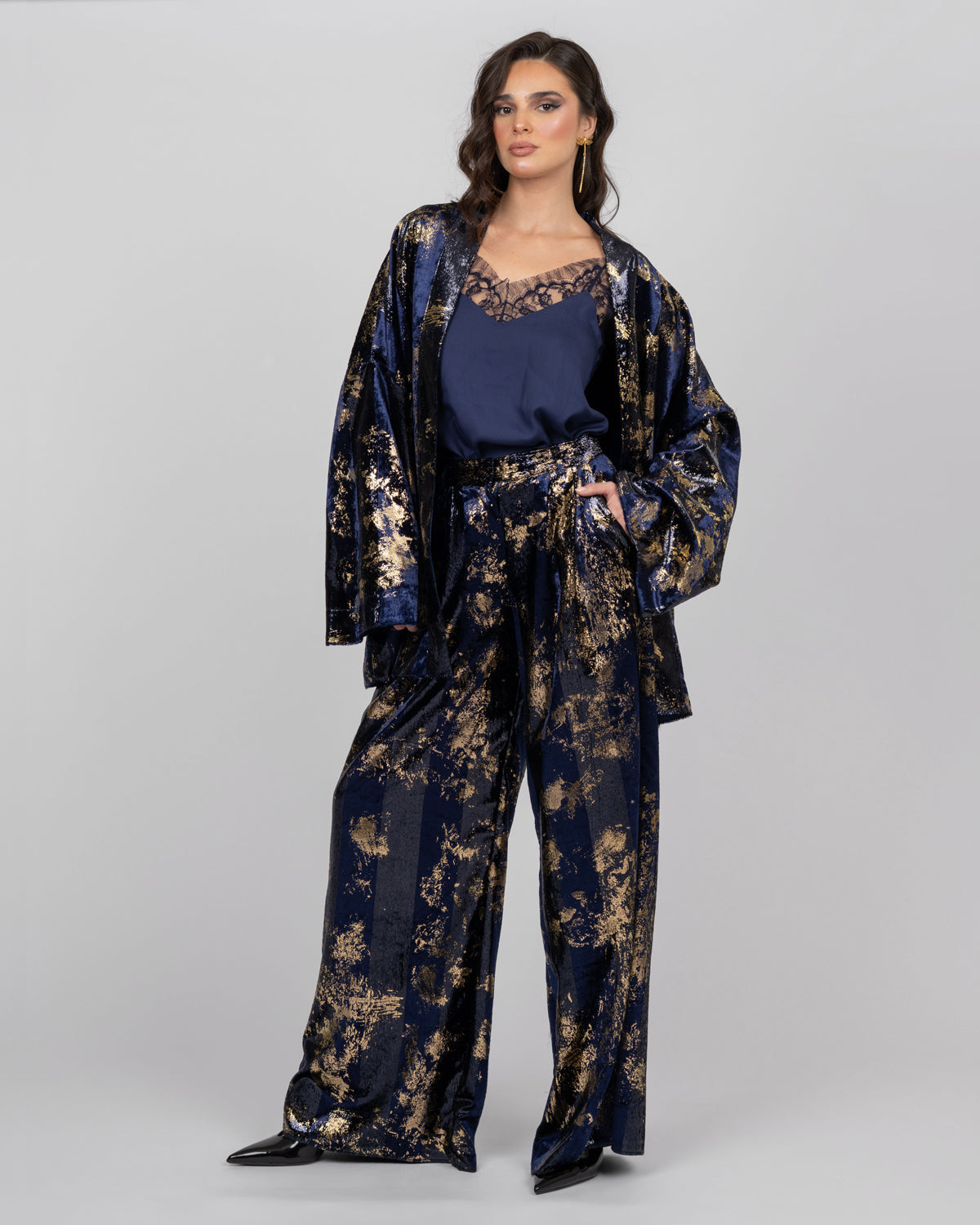 Silk Camisole Top - Navy Blue