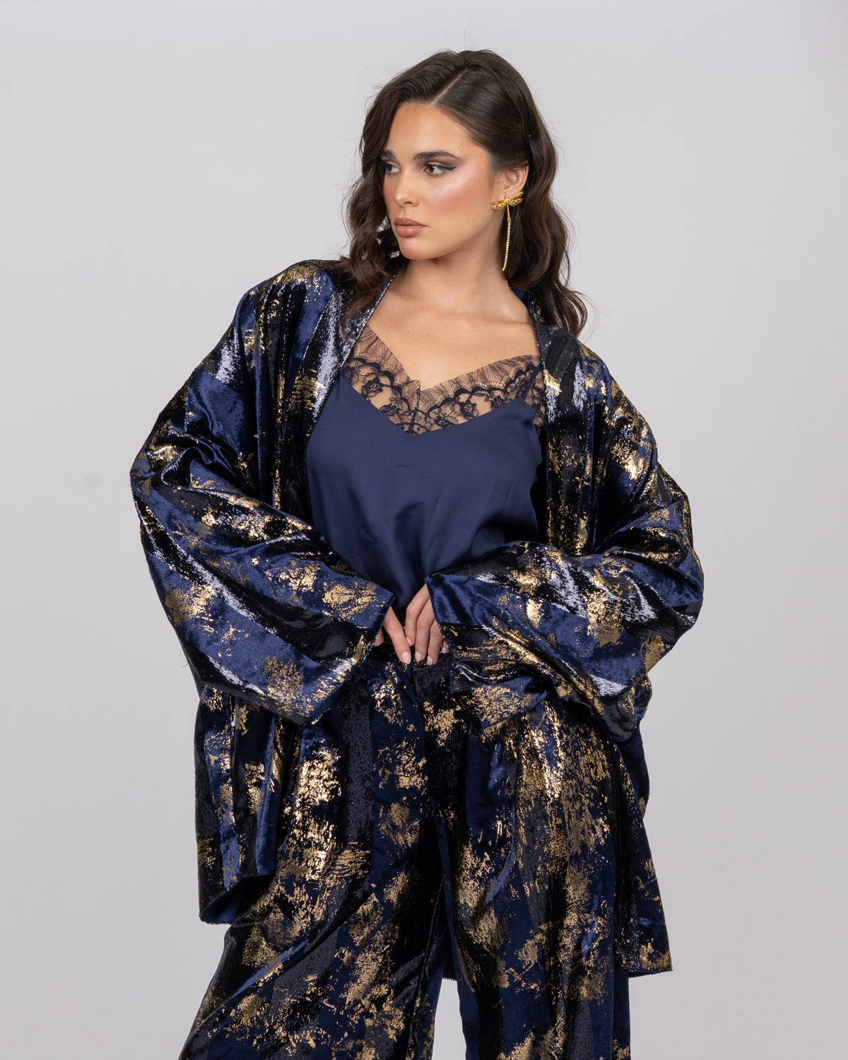 Silk Camisole Top - Navy Blue