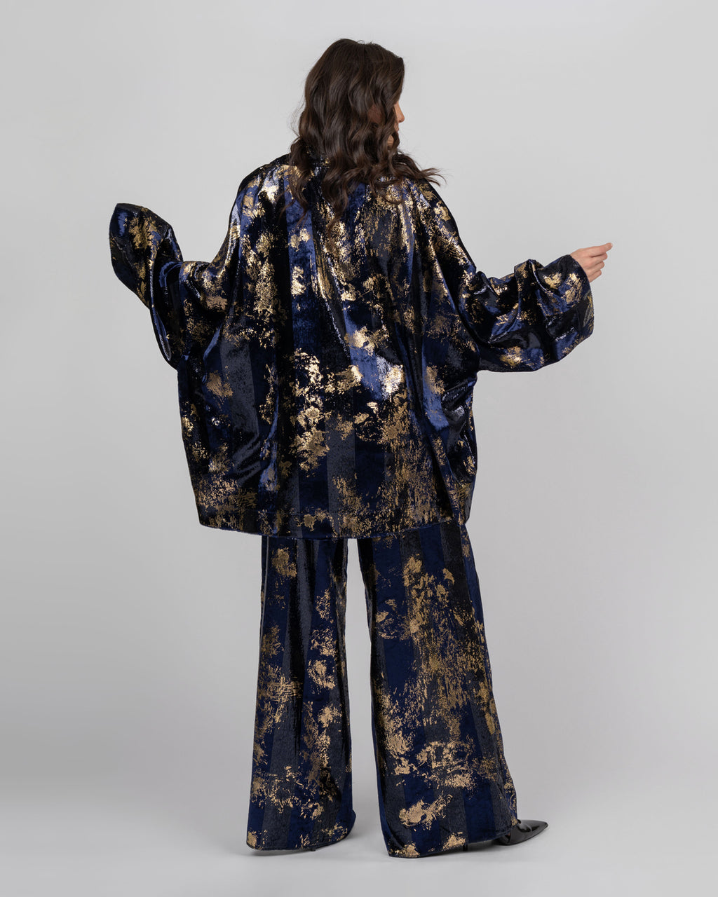 Silk Velvet Wide-Leg Trousers