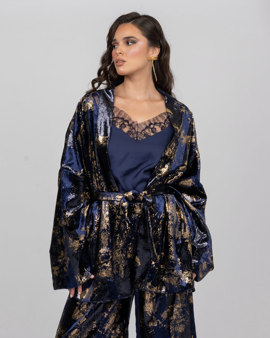 Silk Camisole Top - Navy Blue