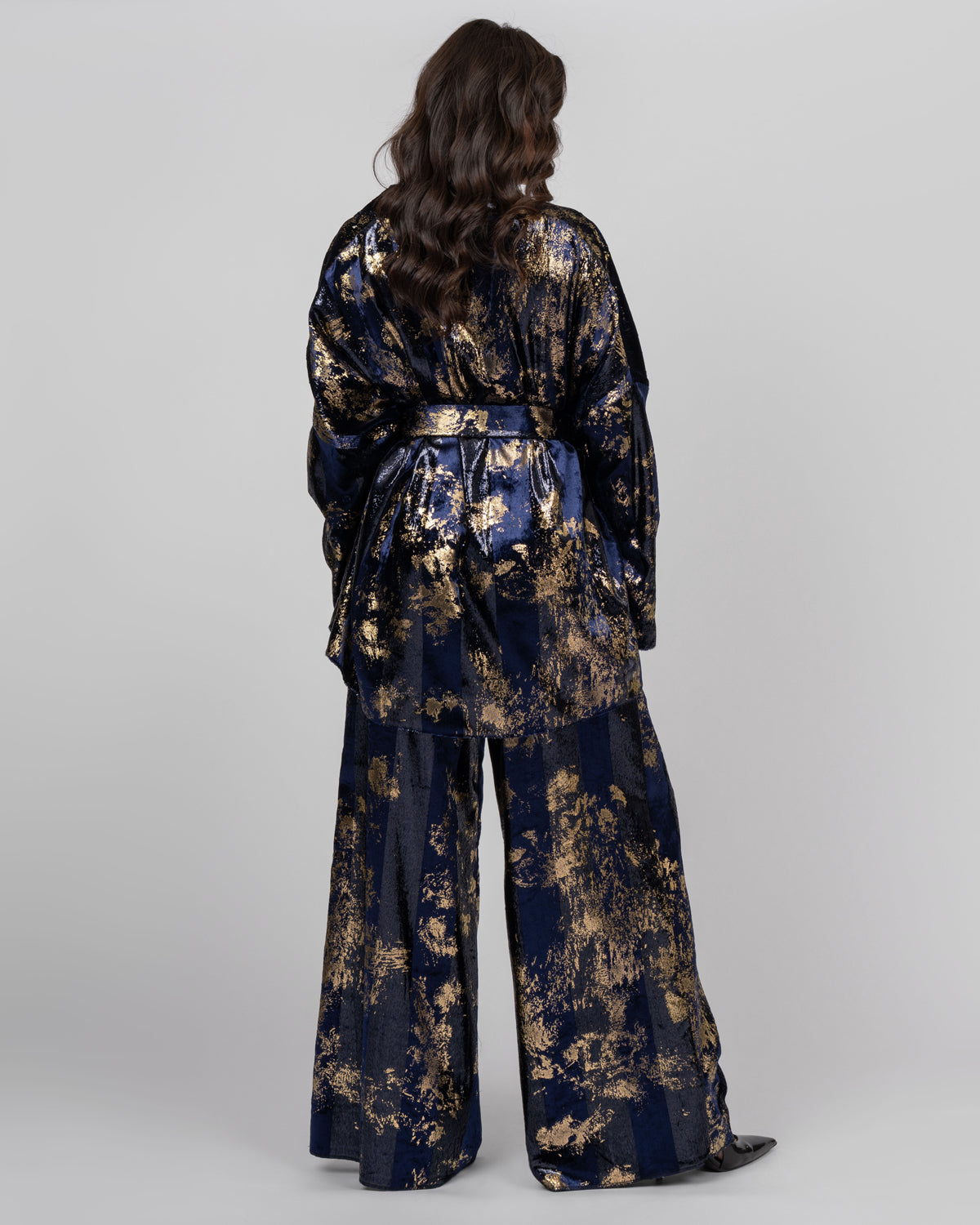 Silk Velvet Wide-Leg Trousers