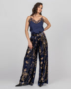 Silk Velvet Wide-Leg Trousers