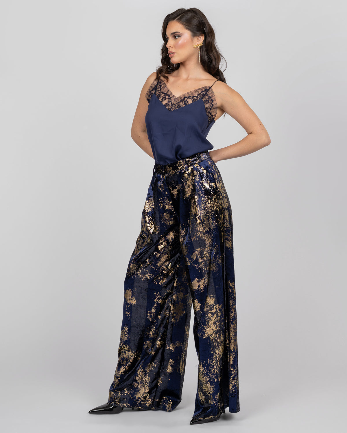 Silk Camisole Top - Navy Blue