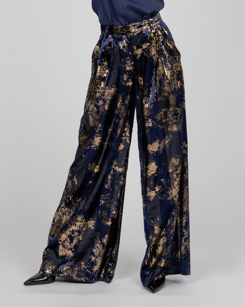 Silk Velvet Wide-Leg Trousers