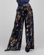 Silk Velvet Wide-Leg Trousers
