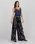 Silk Velvet Wide-Leg Trousers