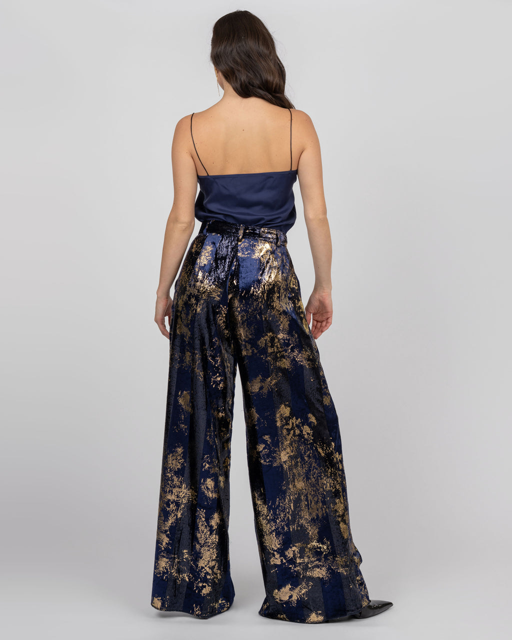 Silk Velvet Wide-Leg Trousers