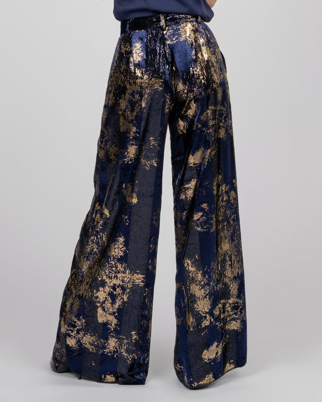 Silk Velvet Wide-Leg Trousers