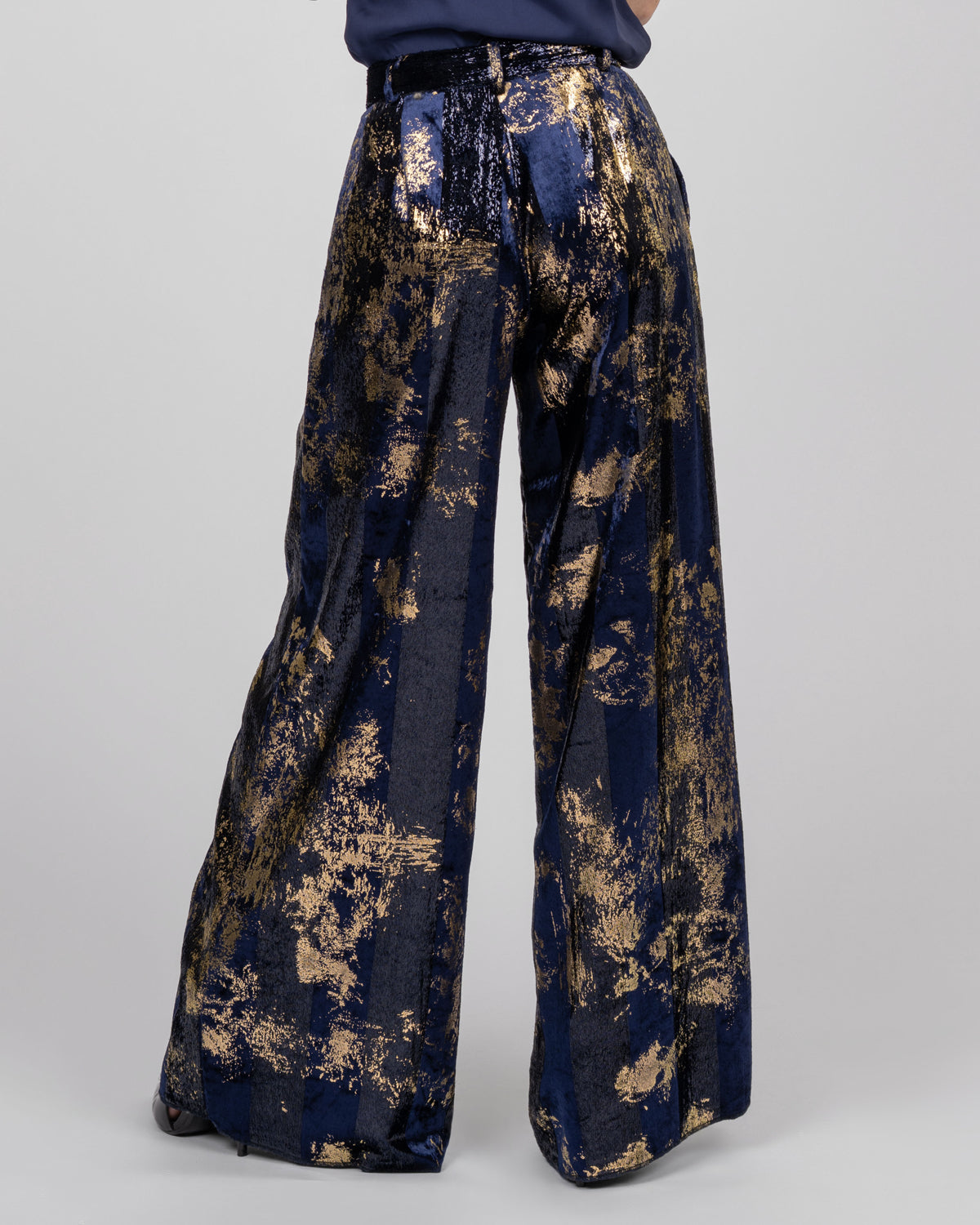 Silk Velvet Wide-Leg Trousers