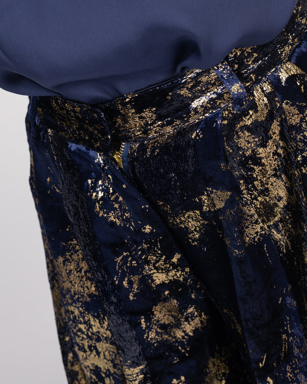 Silk Velvet Wide-Leg Trousers