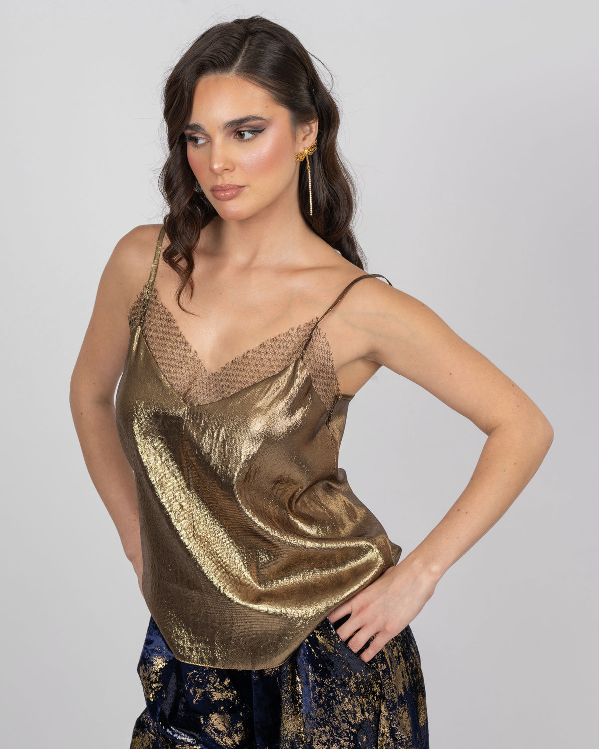 Silk Camisole Top - Gold